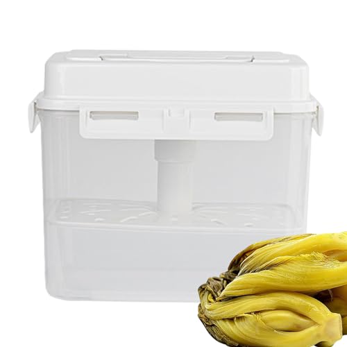 Contenedor? Caja hermética de fermentación de pepinos de 4/5 L con asa y tapa, recipiente de almacenamiento a prueba de fugas, 4 cierres laterales, perfecto para chucrut y verduras en escabeche