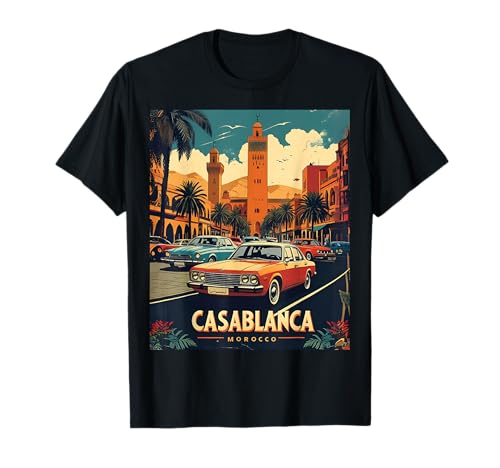 Casablanca Marruecos Vintage 80s Style Retro Camiseta