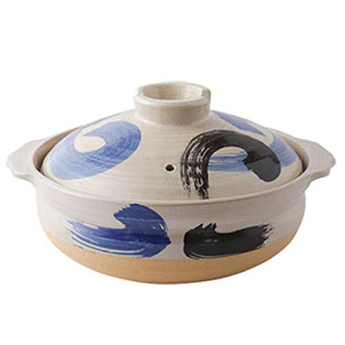 Casseruola in ceramica giapponese Donabe, casseruola resistente al calore con coperchio, casseruola rotonda, pentola per stufato lento, pentola per zuppa, 0.8L