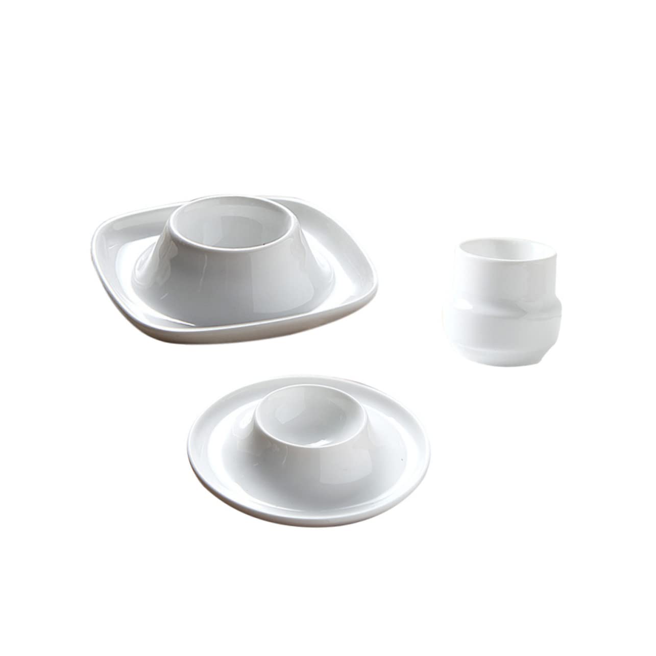 FUNOMOCYA 4pcs Egg Rack Porcelain Egg Holder Porcelain Egg Cup Chicken Egg Holder Egg Holder for Home Lunch Boiled Egg Holder Restaurant Egg Platter Egg Holder Countertop Egg Stand White