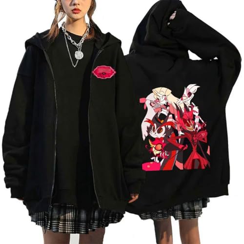 Yazkimo Unisex Adult Anime Cosplay Hoodies 2D Printing Hooded Sweatshirt Zipper Jacket Coat Hotel Black Casual Sweater (US Alpha Medium Regular Regular Black Zipper 4)