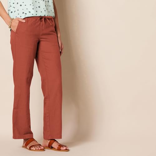 Image of Amazon Essentials Women's Linen Blend Drawstring Relaxed Fit Wide Leg Pants (Available in Plus Size)