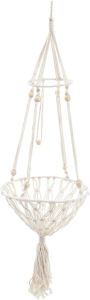 OUNONA Decorative Cat Hammock Hanging Bed, Wear-Resistant 40cm Macrame Pet Nest for Cats to 30lbs, Bohemian Style Indoor Window Perch for Kitty Supplies