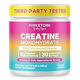 Pink Stork Creatine Monohydrate for Women | Micronized Creatine Powder | 5g Unflavored | Supports Muscles, Energy, Cognitive Function | Clean Alternative to Pills or Gummies | 30 Servings