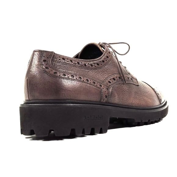 Baldinini Men's Brown Leather Oxford Dress Shoes, Cap Toe Brogue, Lug Sole3
