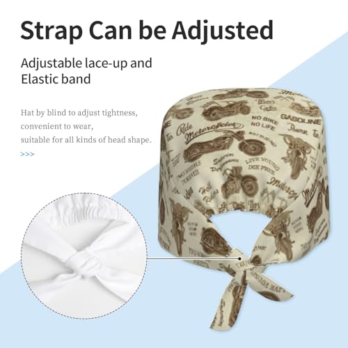 Image of Working Cap Scrub Cap with Sweatband Adjustable Unisex Women Tie Back Hat Nurse Surgical Caps