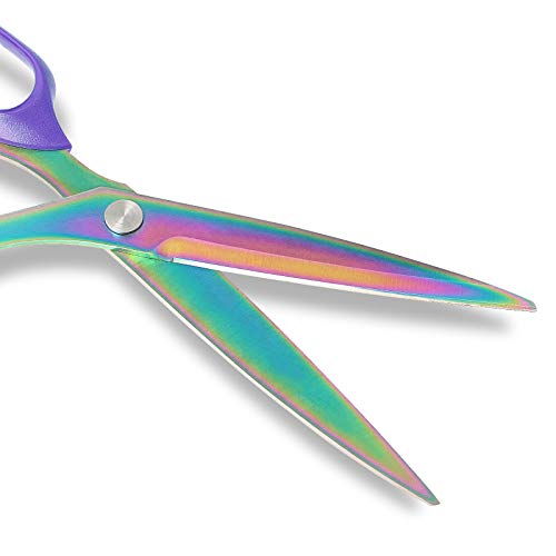 Fabric Scissors, Dressmaking Scissors with Heavy Duty Titanium Plated Stainless Steel, Tailor Scissors for Cutting Fabrics and Leather, Purple, 10 Inch