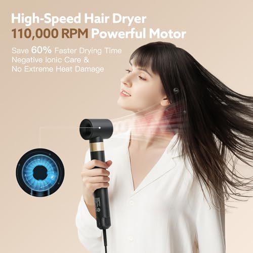 Image of Hot Air Brush Hair Styler, 6 in 1 Hair Dryer Brush Auto Wrap Curlers Frizz-Free Styling Tool for All Hair Types Fast Drying, Curling, Smoothing, Volumizing & Straightening with Travel Storage Case
