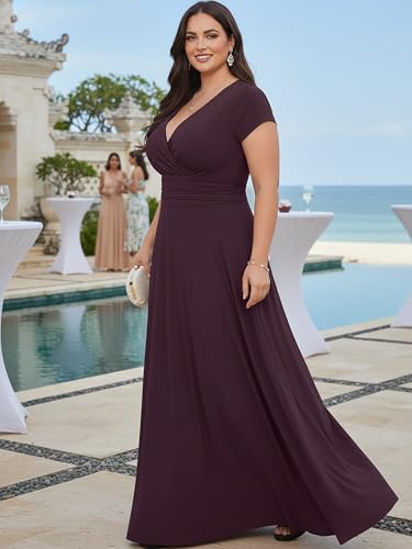 Image of KOH KOH Womens Sexy Cap Short Sleeve V-Neck Flowy Cocktail Gown