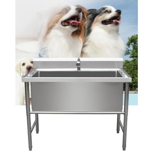 Vasca da bagno professionale in acciaio inox, resistente per cani di taglia grande, ideale per toelettatura e bagno