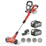 Akku Fugenreiniger 21V Unkrautbürste Elektrisch- Pflasterreiniger mit 2x 4.0Ah Akku, 120 Min. Laufzeit, Teleskopstiel 128cm für Terrasse & Gehweg, inkl. 3 Stahldraht- & 1 Nylonbürste, Fugenkratzer Set