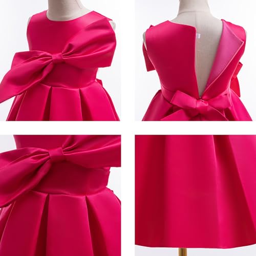 Girls Dresses Children's Vest Dresses Big Bow Dress Solid Color Dresses Rose Princess Dresses for Girls4