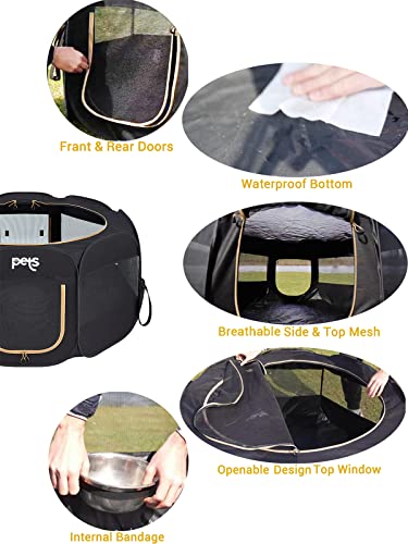 Foldable Pet Playpen with Waterproof Bottom