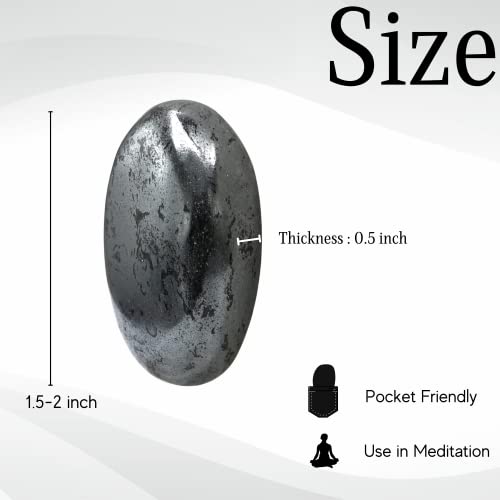 Image of Crystal Heaven Certified Hematite Crystal Palm Pebbles Stones For Anxiety Stress Relief Massage - Aaa Grade Original Healing Gemstone Agate Palm Stone For Yoga Meditation Spiritual Reiki Feng Shui