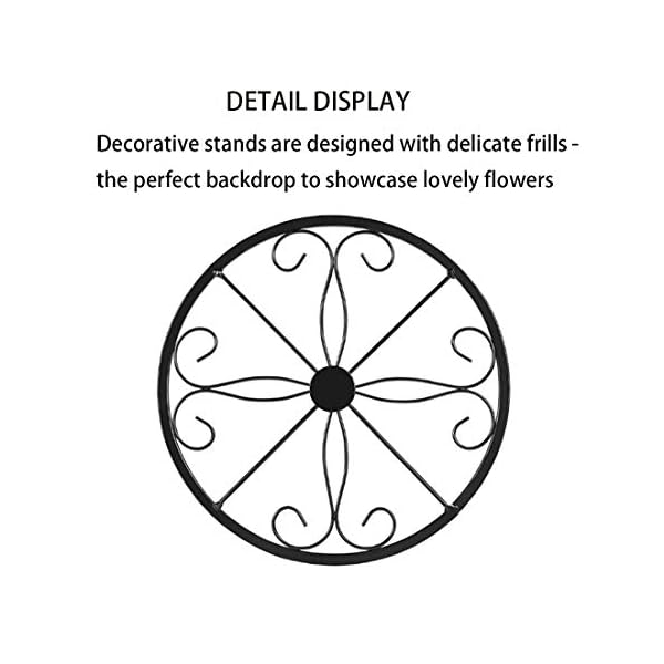 Indoor Plant Stand - Plant Stands Outdoor Metal 3 Pack Durable Round Flower Pot Rustproof Iron Rack Perfect for Home, Garden, Patio（9 Inches, Black） - Image 3