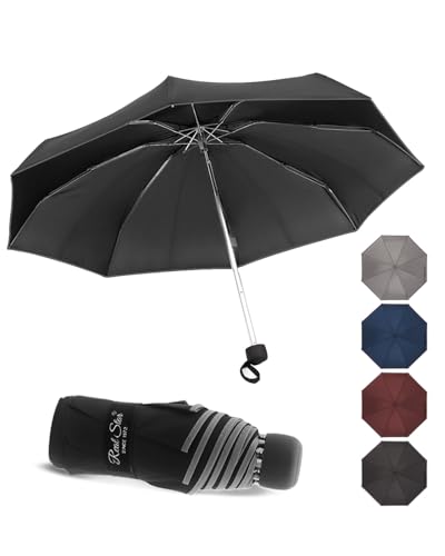 HW CASA Mini paraguas de bolsillo, solo 18 centímetros paraguas portátil, varillas para paraguas antiviento de aleación de aluminio ultraligero de 236 g, mini paraguas de viaje, paraguas para mujer y