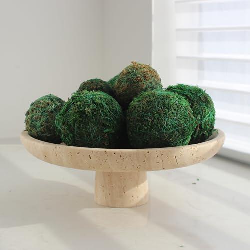 Natural Travertine Fruit Bowl for Kitchen Counter 10.2\", Large Decorative Bowl Pedestal for Home Decor, Fruits Holder For Dining Table - Kitchen Organization