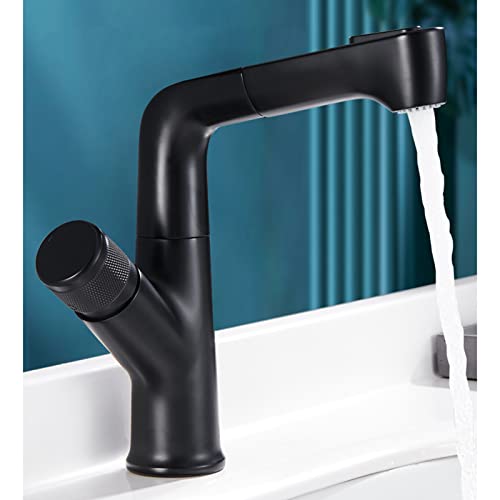 Grifo de lavabo monomando blanco con manguera extraíble y sistema giratorio de latón para baño 6