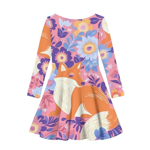 Long Sleeve Soft Comfy Casual Fall Dress for Girls Cute Graphic Print Fit and Flare A Line Party Spring Dresses2