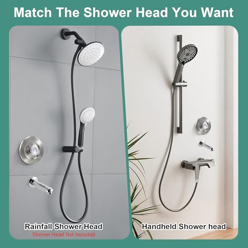 Image of T470 Shower Trim Kit, Compatible with Moen Chateau Shower Trim Kit, Single-Handle Tub /Shower Valve Trim, Includes Escutcheon, Tubes, Screws and Shower Handle (Brushed Nickel)