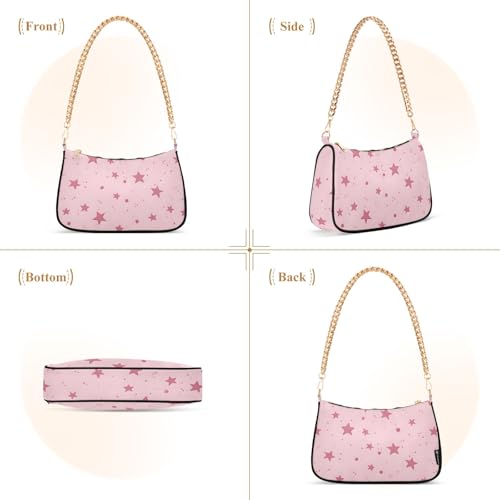 Clutch Shoulder Bags Tote Evening Purse Handbags for Women Pink Star Polka Dot Hobo Bags with Zipper Closure2