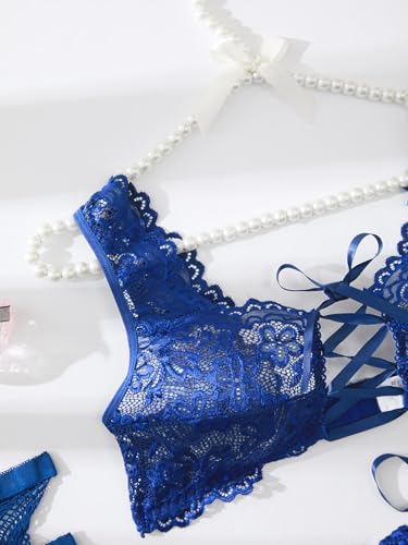Image of Foxiny Sexy Lingerie Set 4 Piece Women Outfit Bra and Panty XXS-3XL