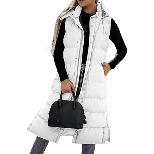 Thatrich Long Puffer Vest Women Lightweight Quilted Jackets Sleeveless Puffy Padded Coats Outwear Vests Outdoor Hooded Gilet3