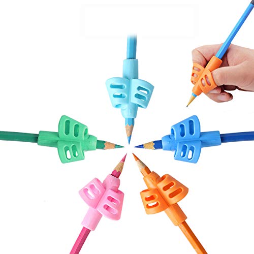Mlife Pencil Grips - 5PCS Children Pencil Holder Writing Aid Grip Trainer, Ergonomic Training Pen Grip Posture Correction Tool for Kids (Set of 5PCS)