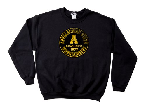 Appalachian State Mountaineers 50/50 Blended 8-Ounce Vintage Circle Crewneck Sweatshirt, Large, Black