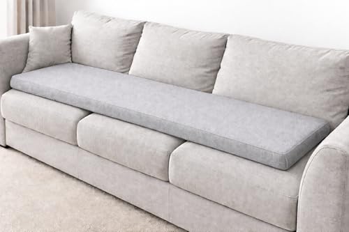 SLUMBER HOME 3 Seater Booster Cushion with Removable Cover, 150 x 50 x 5 cm Firm Memory Foam Orthopaedic Seat Pad, Large Sofa Cushion with Soft PolyesterWater Resistant Cover (Light Grey)