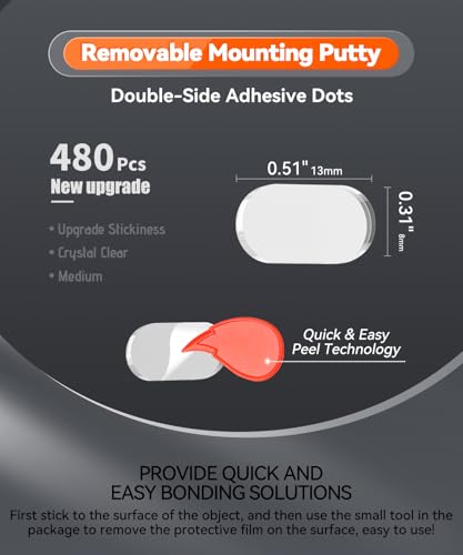 Removable Gel Mounting Putty 480 Pcs, Clear Earthquake Putty for Museum Figures