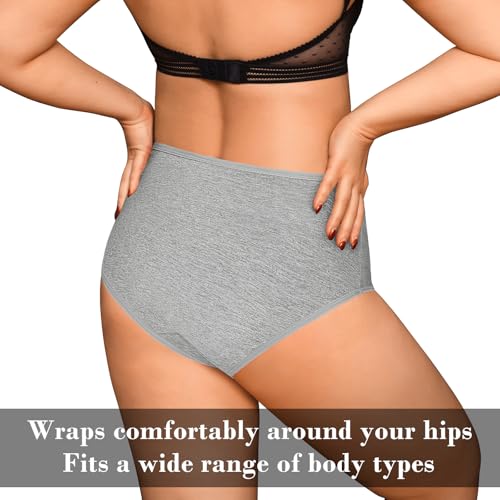 OLIKEME High Waisted Underwear for Women Cotton Slight Tummy Control Panties Postpartum Soft Full Coverage Briefs 5 Pack4
