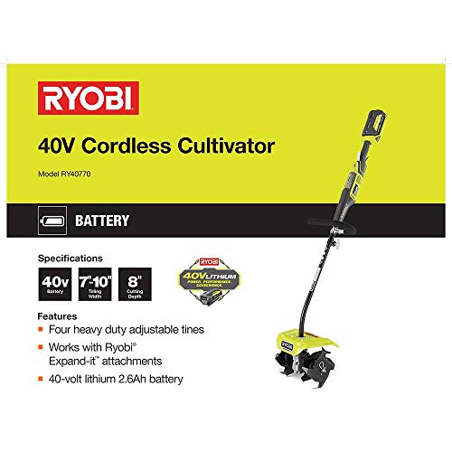 image for Ryobi 10 in. 40-Volt X Lithium-Ion Cordless Attachment Capable Cultiva