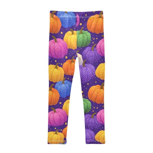 Colorful Pumpkin Stars Girls Leggings Soft Stretch Workout Yoga Dance Pants for Kids Casual Tights2