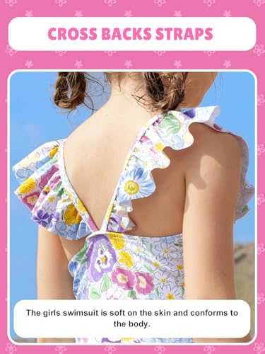 Image of Angel season Girls Swimsuits Kids Bathing Suit One Piece Swimwear with UPF 50+ Cute