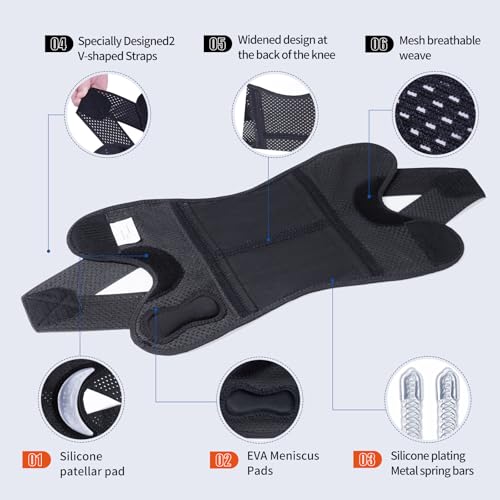 Galvaran Professional Knee Brace for Women & Men Breathable Knee Support with Side Stabilizers, Adjustable knee brace for Meniscus Tear, ACL, MCL Arthritis Knee Pain Relief,Injury Recovery