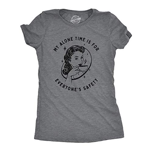 T-shirt humour femme My Alone Time coton noir col rond