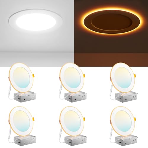 Amico 6 Pack 6 Inch 5CCT LED Recessed Ceiling Light with Night Light, 2700K/3000K/3500K/4000K/5000K...