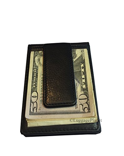 RFID Magnetic Bifold Money Clip Mens Leather Wallet (Black)2