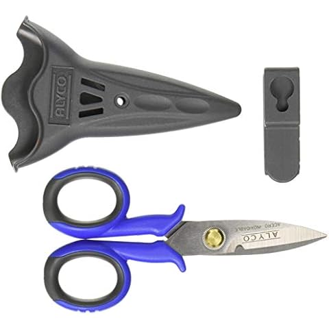 Alyco 108215 - Scissors for electricians 145 mm + shock-resistant ABS plastic cover, Blue Cover