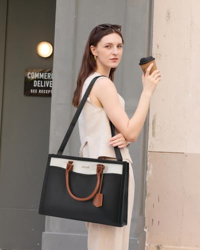 Image of LOVEVOOK Laptop Tote Bag for Women, Office Work Bag Briefcase fit for Laptop, Large Capacity Teacher Bag Handbag