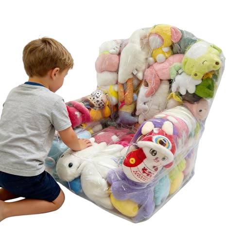 Genérico Puff de Almacenamiento para Animales de Peluche,Transparente para Juguetes de Peluche | Sillón Puf para Almacenar Peluches - para Niños y Niñas Dormitorio Guardería Sala de Juegos Salón