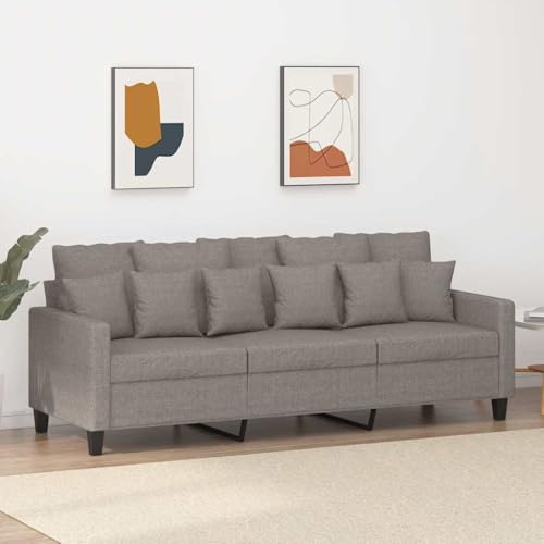 WHOPBXGAD Sofá de 3 Plazas Moderno 180 cm Gris Taupe con Tela Transpirable, Estructura Metálica Robusta y Acolchado Grueso para Sala de Estar y Comedor