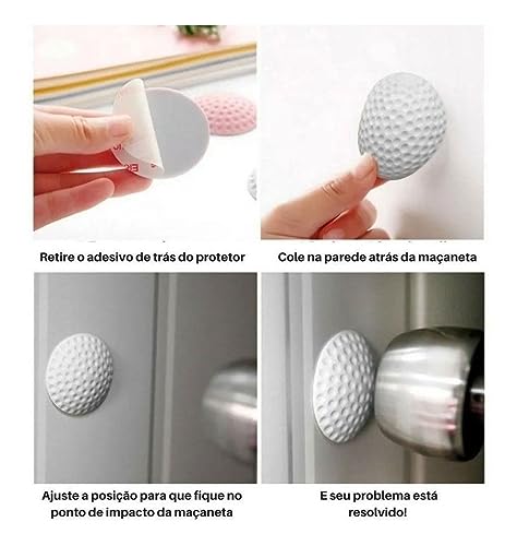 Kit 4 Protetor De Parede Anti Impacto Protetor De Porta Protetor Maçaneta Redondo Autoadesivos Baten