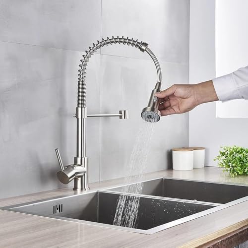 Mitigeur d'eau chaude et froide chromé avec robinet à grue rétractable