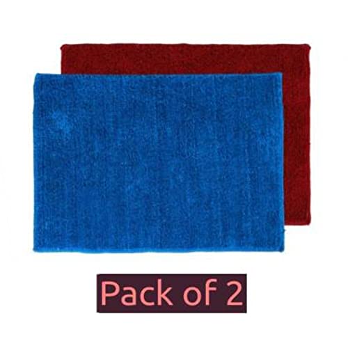 Image of Anti Skid Doormats for Home and Office Entrance Living Room and Bathroom Mats | Entrance Door Mats for Home and Office Entryway. (Pack of 2 (Solid Blue-Red), 16x24)