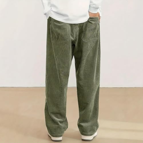 Mokaloha Mens Pants, Men's Casual Pants, Corduroy Fabric Embroidery Logo Tether Loose Elastic Waist Pocket3