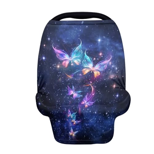 Image of Butterfly Galaxy Car Seat Cover Dust Cover Infant Stroller Cover Wind-Protected Sun-Proof Car Seat Canopy Cover Privacy Protection Reusable Pram Dust Protector
