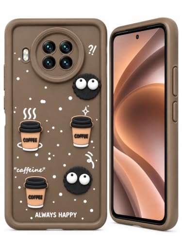 Image of Bintage Back Cover Compatible for Mi 10i / Mi 10T Lite 5G | Cute 3D Taddy Ball Bear Milk Cake Coffee Silicon Case Full Body & Camera Protection - Brown