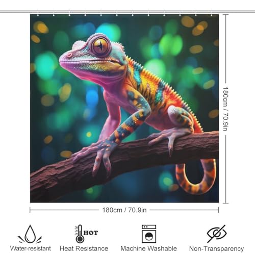 Rideau de douche polyester caméléon premium textile imperméable 183x183cm avec 12 crochets